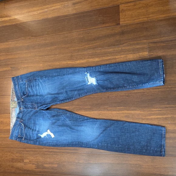 Rich & Skinny Denim - RICH & SKINNY BUTTON FLY DISTRESSED RIPPED JEANS RHINESTONE EMBELLESHMENTS 29